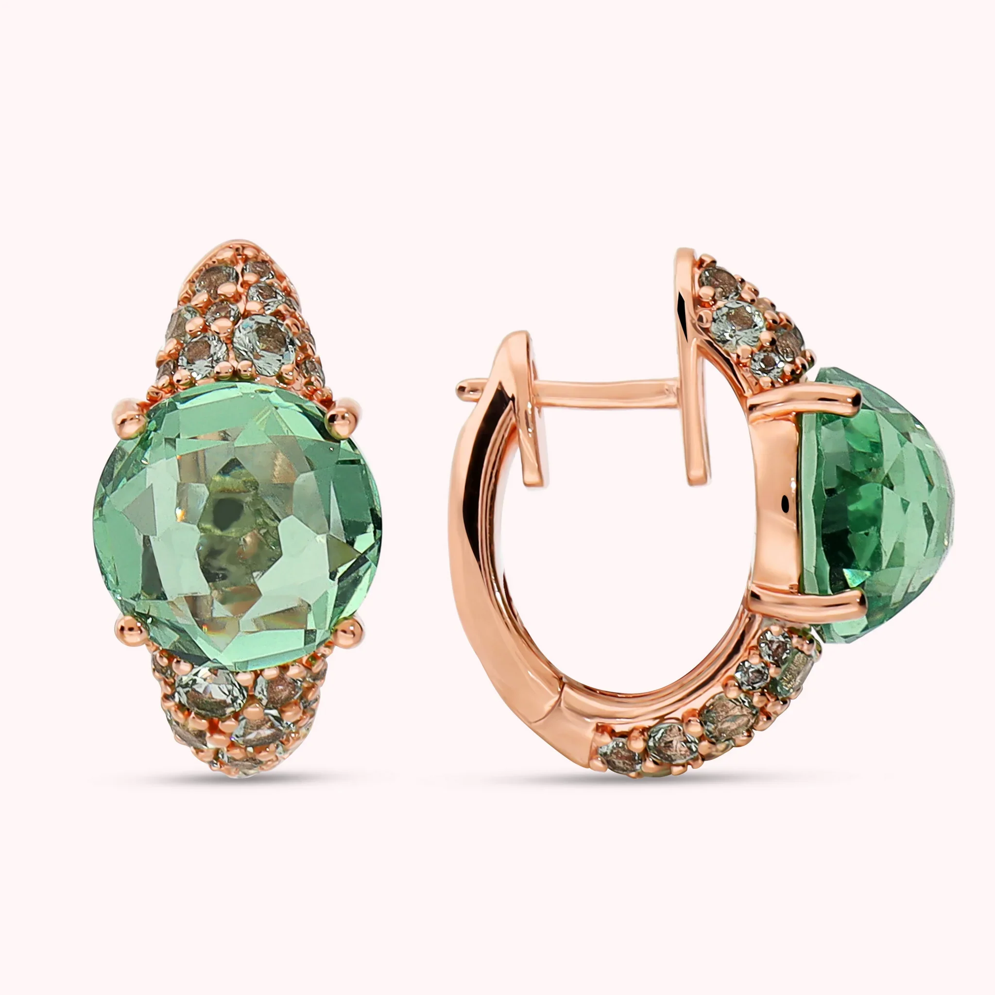 BRONZALLURE Orecchini a Cerchio con Pavé Misto e Prisma Gem VERDE - immagine 2