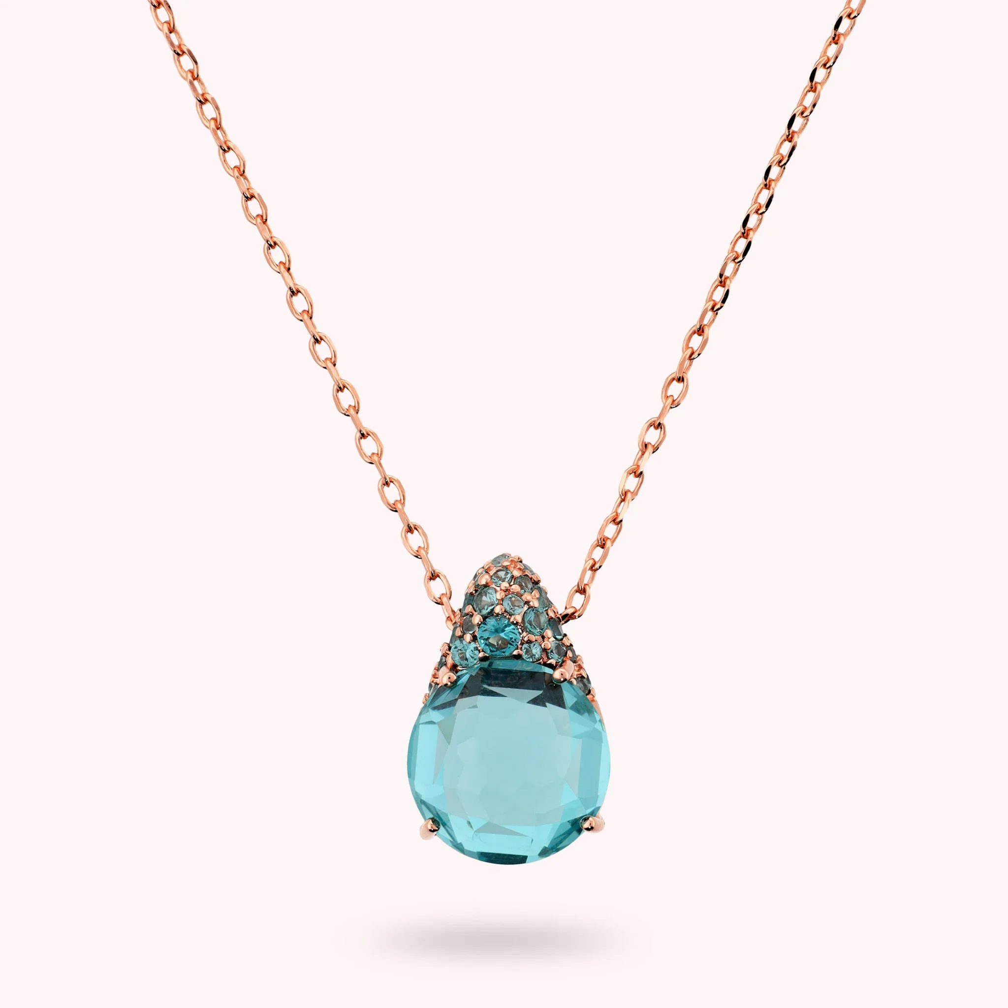 Gioielleria De Santis BRONZALLURE Collana con Ciondolo in Pavé Misto e Prisma Gem BLU