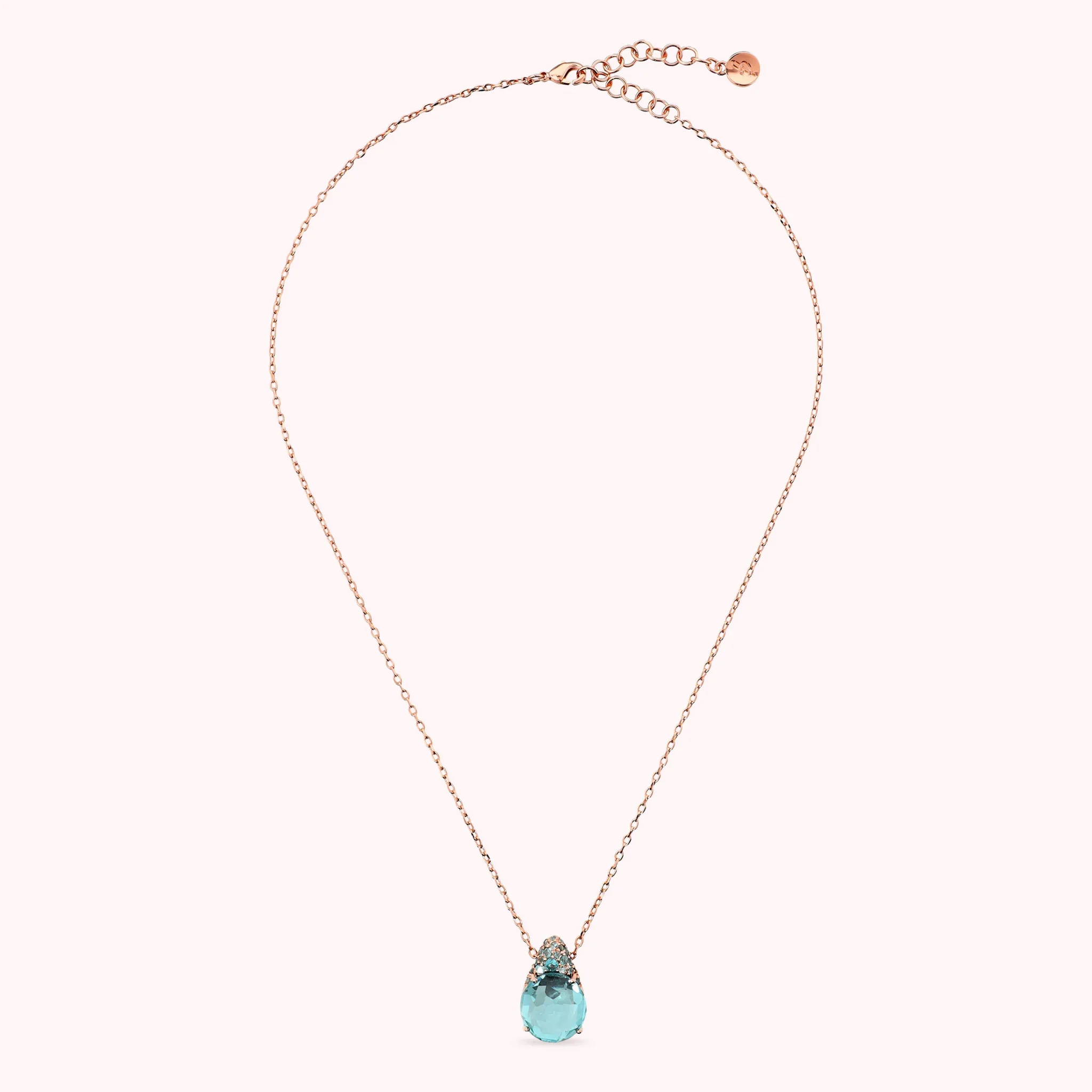 BRONZALLURE Collana con Ciondolo in Pavé Misto e Prisma Gem BLU - immagine 2