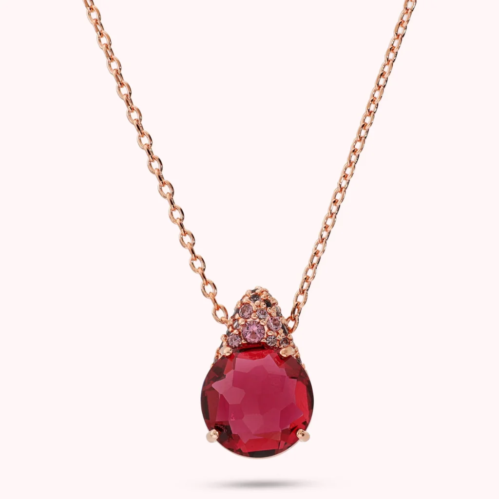 Gioielleria De Santis BRONZALLURE Collana con Ciondolo in Pavé Misto e Prisma Gem ROSSO