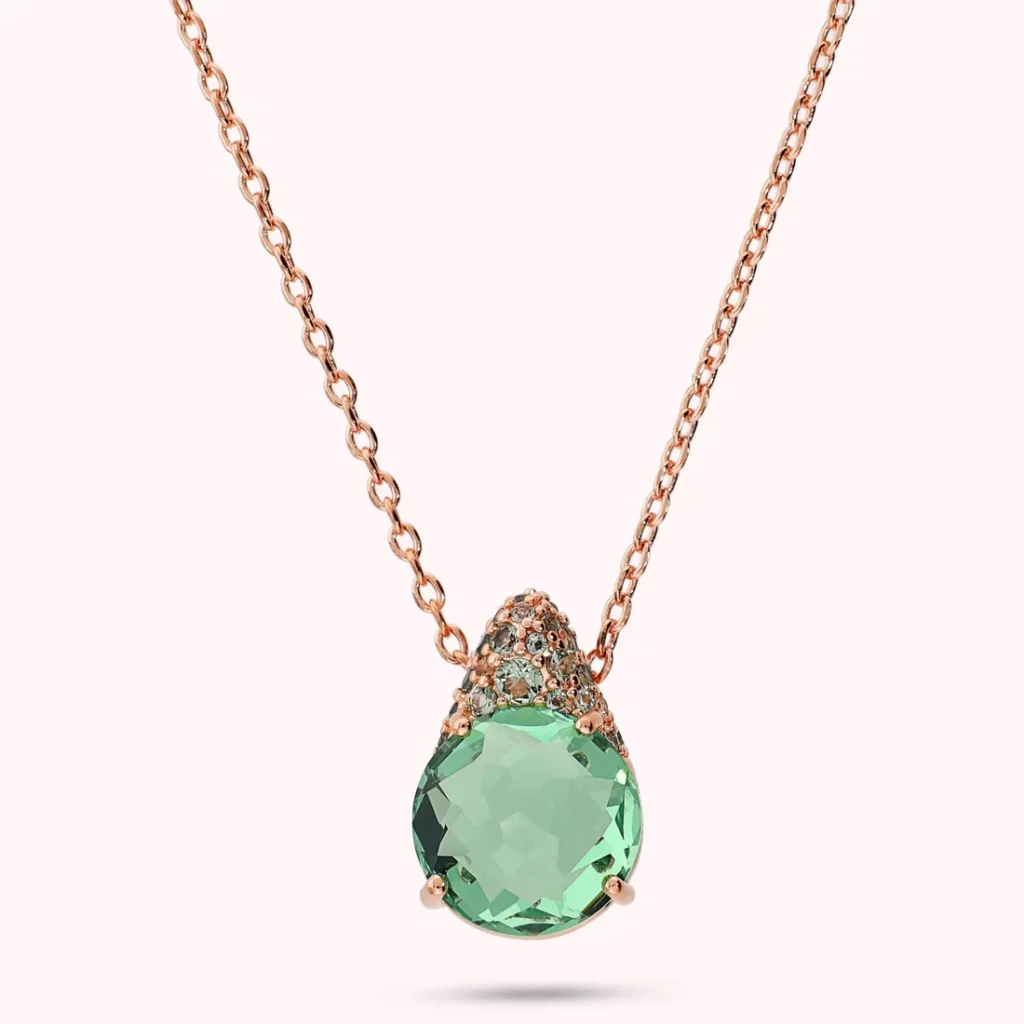 Gioielleria De Santis BRONZALLURE Collana con Ciondolo in Pavé Misto e Prisma Gem VERDE