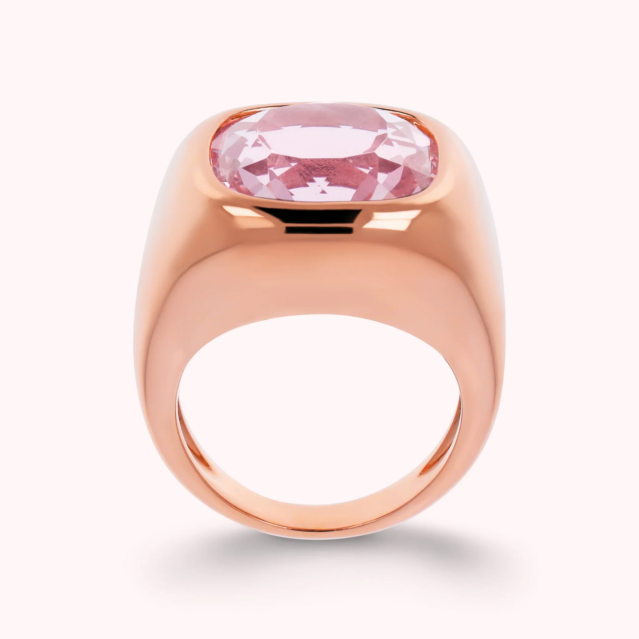 BRONZALLURE Anello Chevalier con Prisma Gem Taglio Cushion ROSA - immagine 2