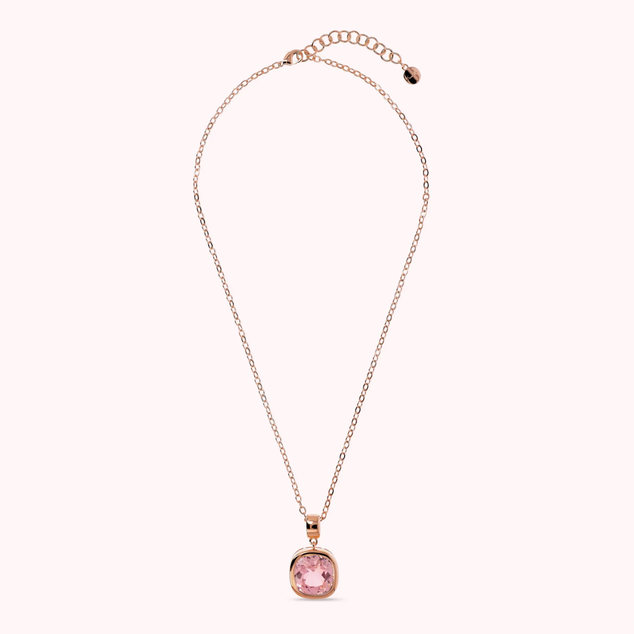 BRONZALLURE Collana con Punto Luce in Prisma Gem Taglio Cushion ROSA - immagine 2