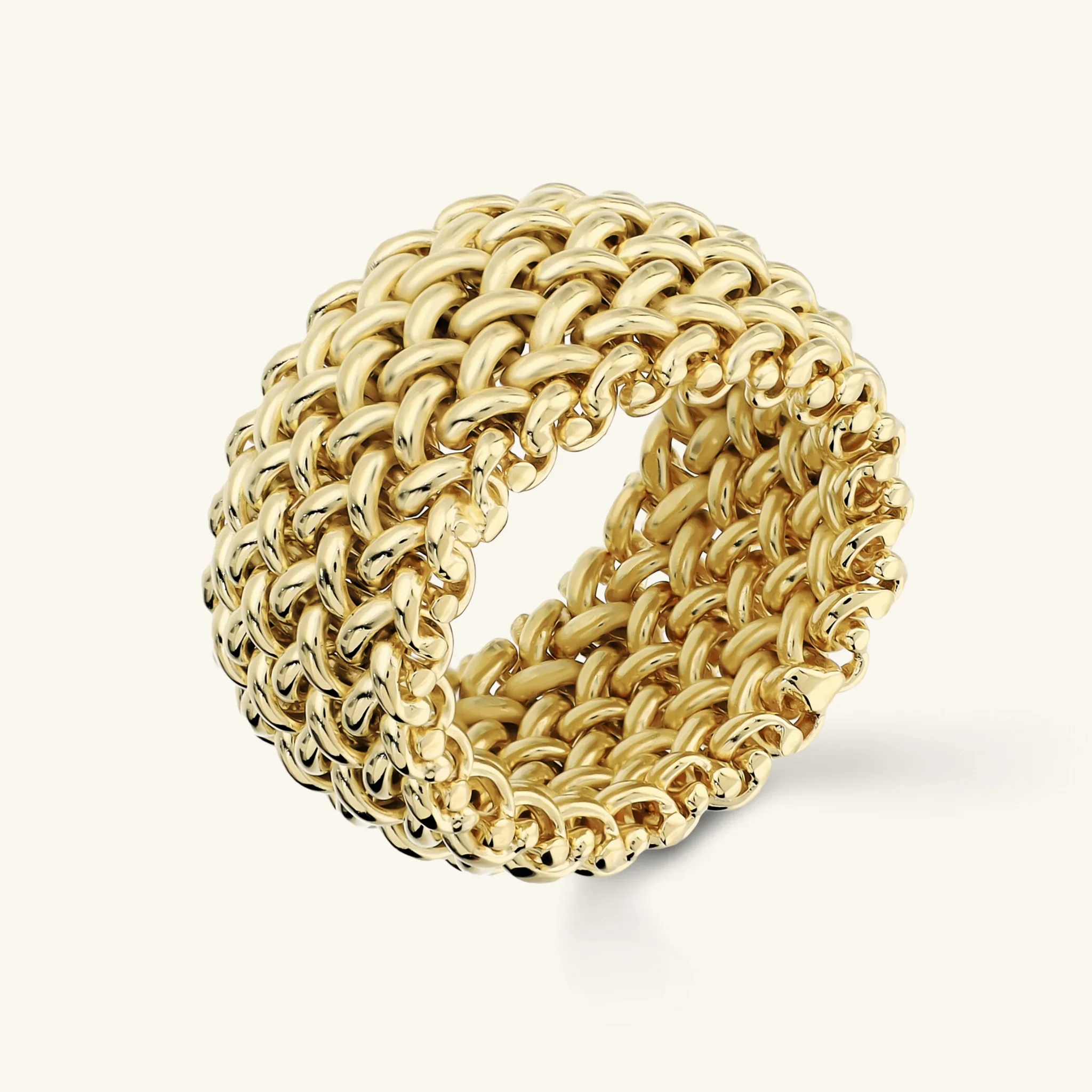 Gioielleria De Santis ETRUSCA GIOIELLI  Anello a Fascia Maglia Grana di Riso Placcato Oro 18Kt