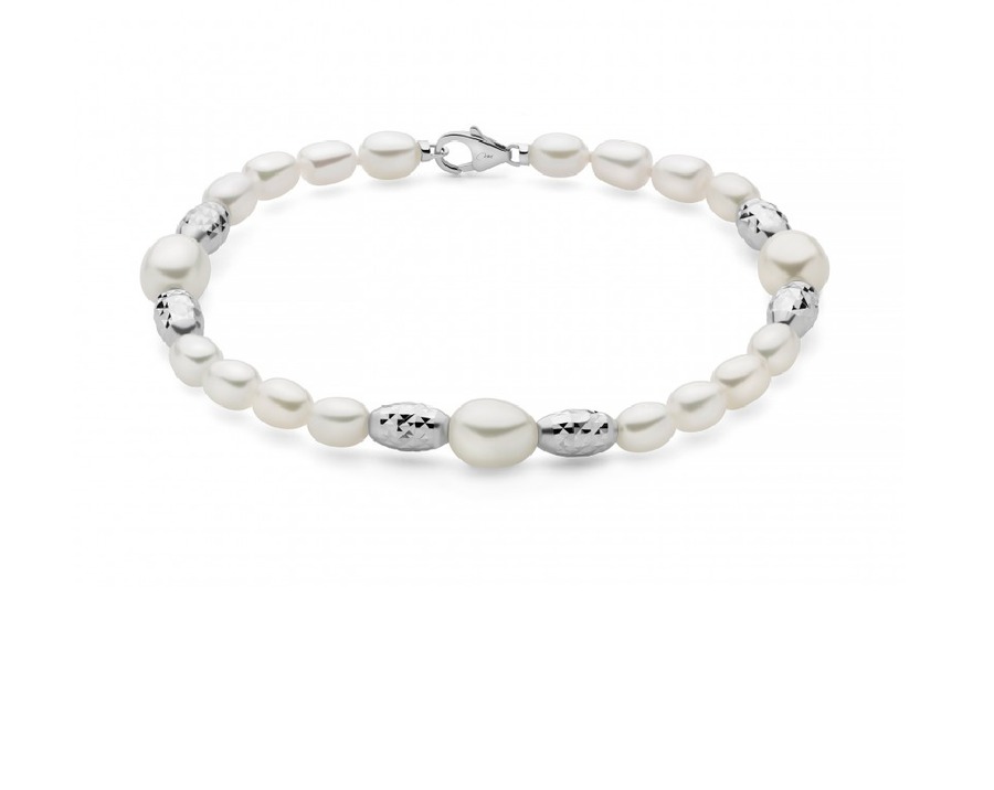 Gioielleria De Santis MILUNA Bracciale Miluna Pepite di Perle con Perle Riso e Elementi in Argento  PBR3834B