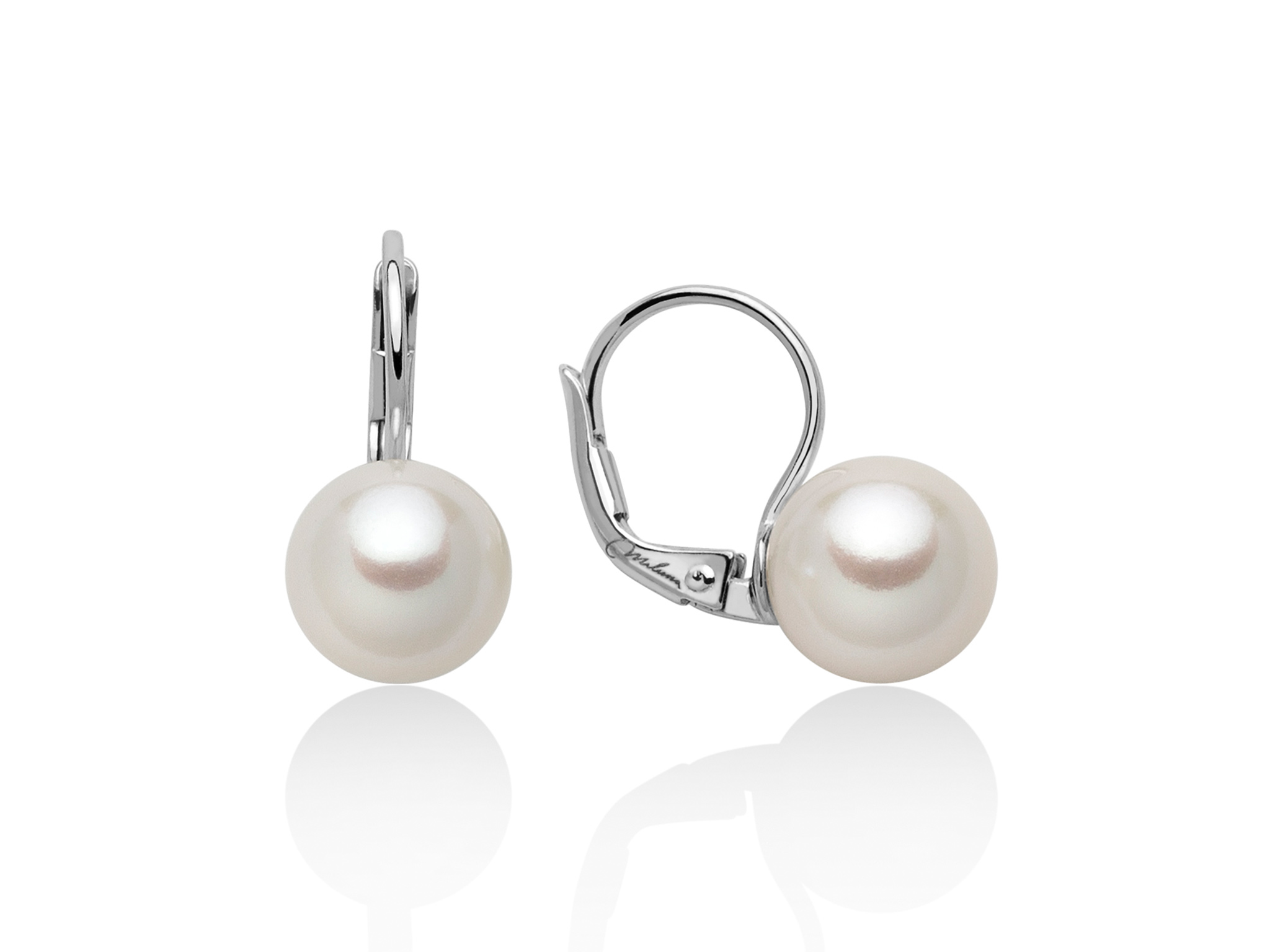Gioielleria De Santis MILUNA Orecchini di Perle a Monachella 7,5-8mm in Oro Bianco Miluna PER2396
